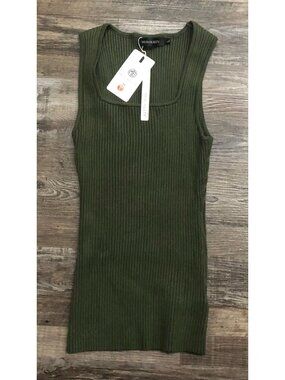 Merokeety Womens Large Green Ribbed Tank Top Shirt New with Tags